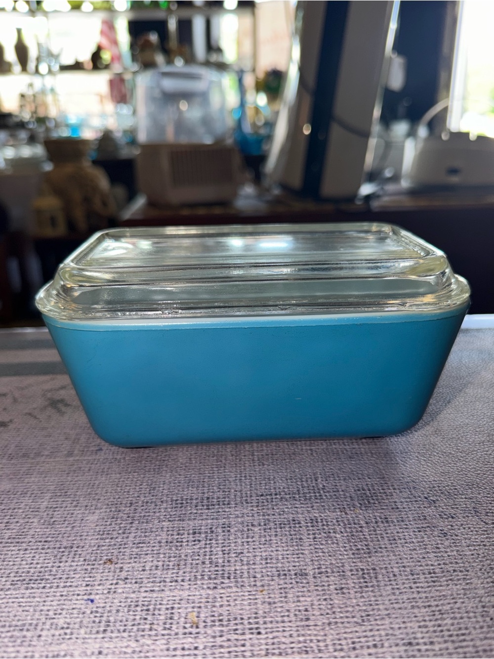 Vintage Pyrex blue lidded refrigerator dish